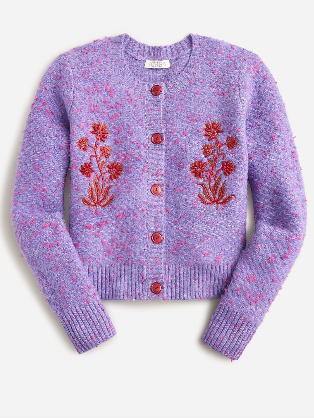 J. Crew Sequin embroidered cotton bouclé cardigan sweater BS982